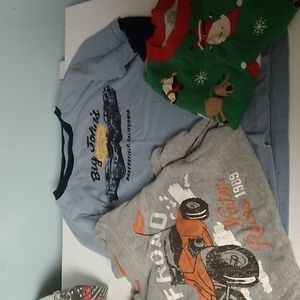 2 long sleeve 4t play shirts with vehicles 1 long sleeve pj xmas top and 5 free